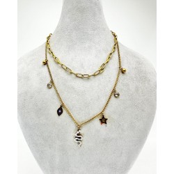 Gold İkili Yılan Detaylı Kolye